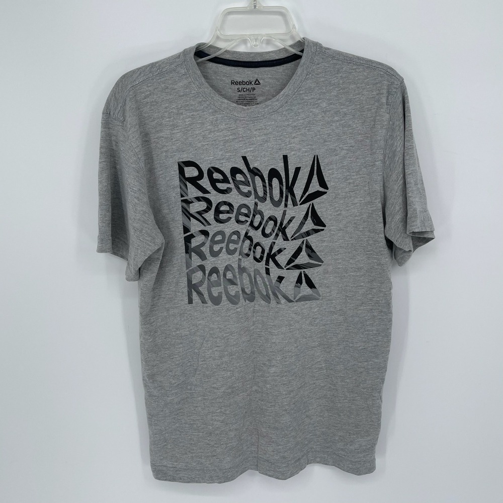 Reebok Men's Gray Graphic Logo Short Sleeve T-Shirt Size Small
